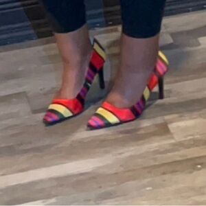 Women's Multicolor Striped Heels